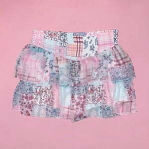 Madden NYC Cute Patchwork Patterned Mini Skirt